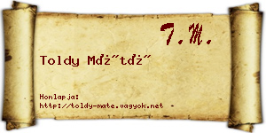 Toldy Máté névjegykártya
